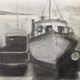 Boats by Lynley Liepins - Charcoal Drawing