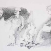 Pouring Water on the Fire - Illustration - pencil drawing