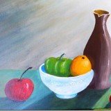 Still Life focusing on application of acrylic paint and light source