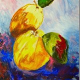 Acrylic / Fruit on a brightly coloured background