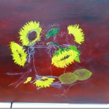 Original sketch and now buiding up the paint on this sunflower painting